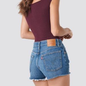 Levi’s 501 medium wash high rise shorts